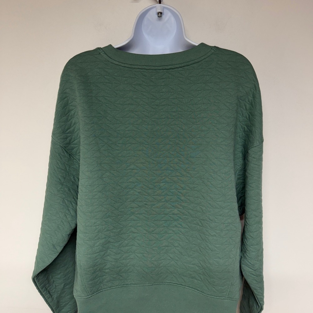 All in Motion Women's Quilted 100% Cotton Crewneck Sweatshirt Pocket Green - Picture 7 of 16